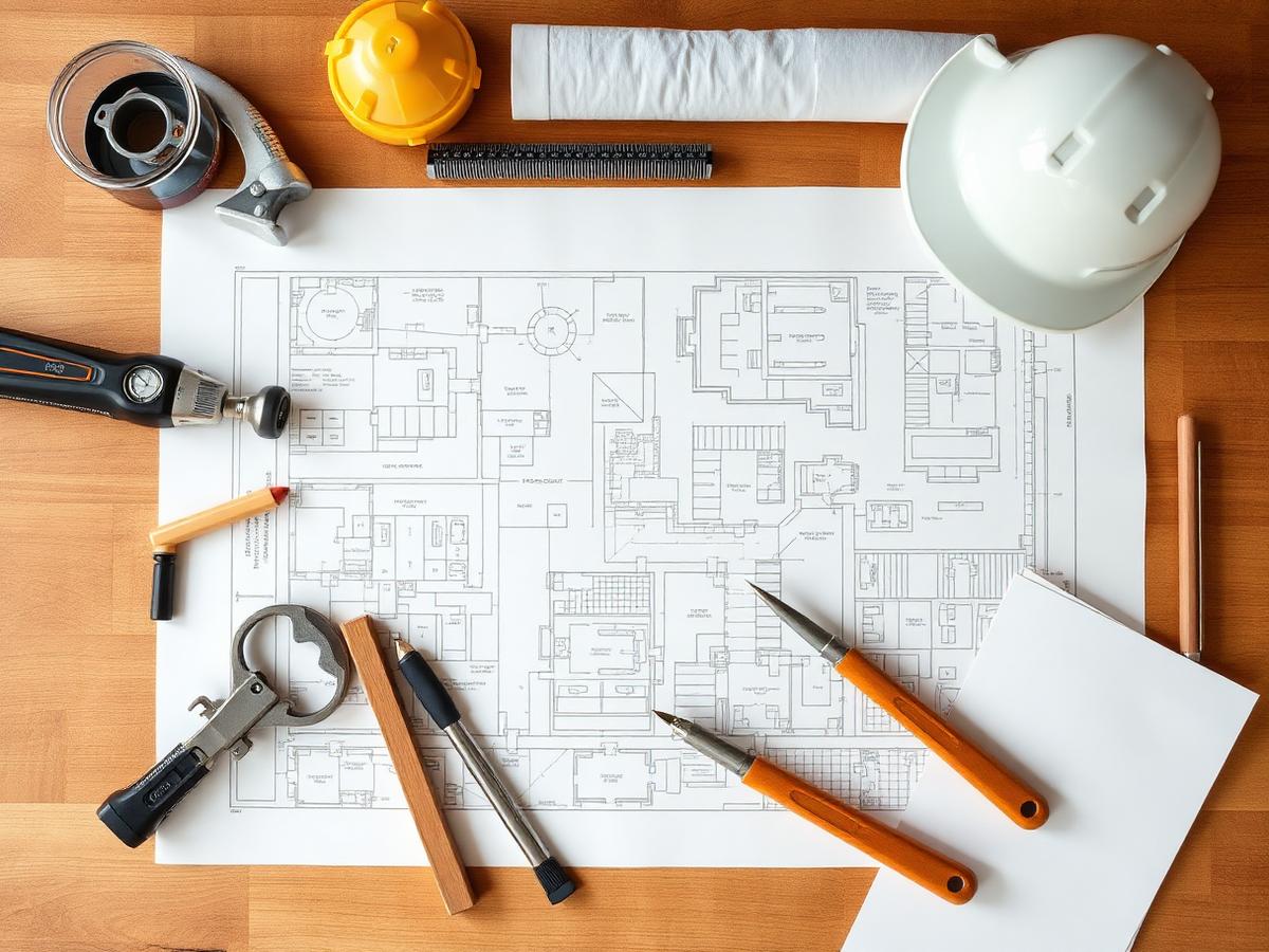 Blueprints and construction tools